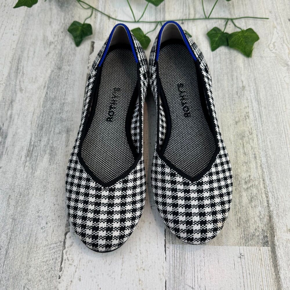 Rothy's picnic black and white flats shoes size 8